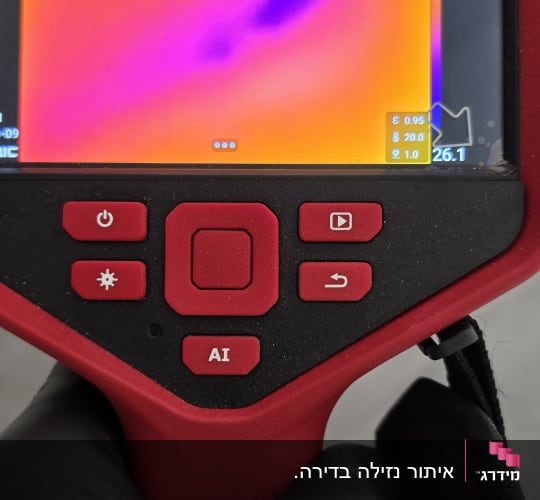 מד חום תרמי עם תצוגה צבעונית ביד כפפה שחורה